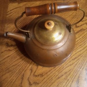 Copper tea pot and napkin dispencer